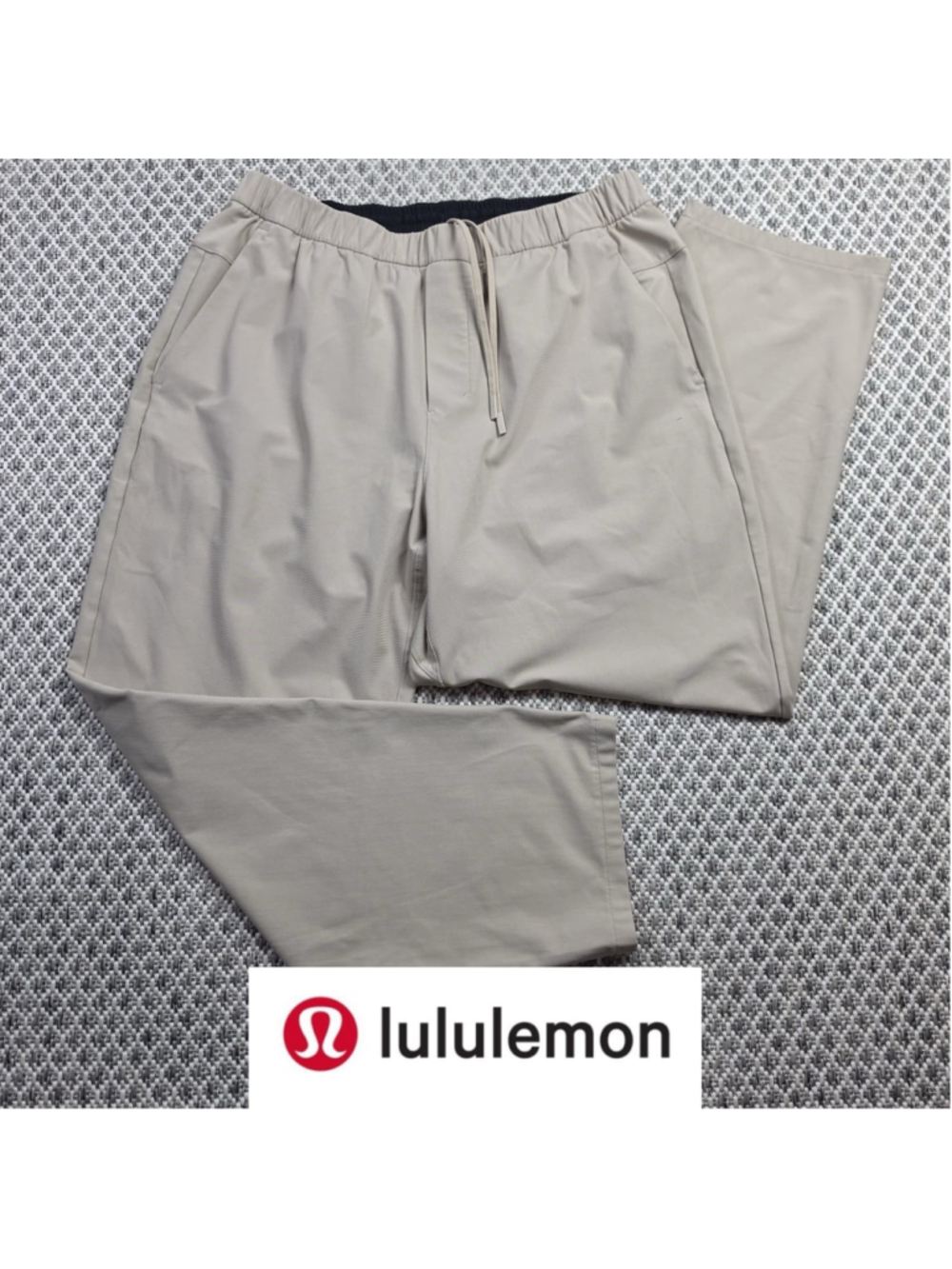 Lululemon ABC Pull On Pants Mens L Khaki Tan Stretch Drawstring Straight Leg